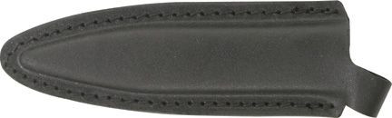 Smith & Wesson HRT boot knife leather sheath with stitched edges and button closure shown on white background.