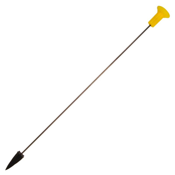 Avenger .40 caliber hunting dart with steel needle, snap-on broadhead tip, and safety cone on white background