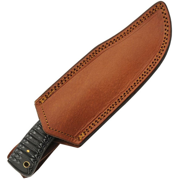 Brown leather belt sheath included with SZCO Snake Belly Hunter fixed blade knife