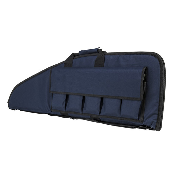 VISM 2907 Series 36 inch rifle case in blue with black trim featuring padded construction and exterior magazine pouch