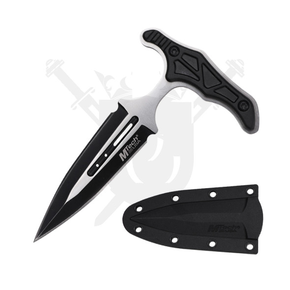 MTech USA MT-FIX002BK fixed blade dagger with satin finish blade and molded ABS sheath