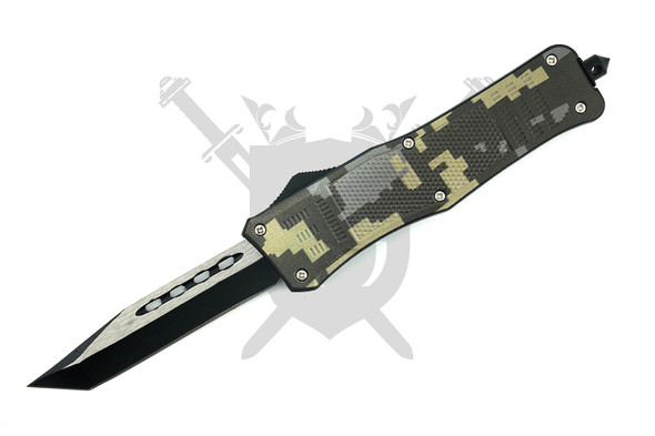 Stealth Grid Quick-Deploy OTF automatic knife open with digital camo ABS handle and American Tanto blade