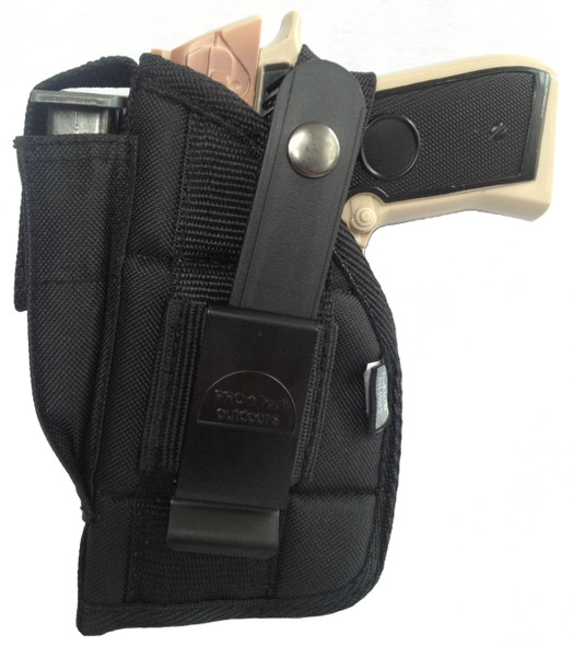 Protech Outdoors Intimidator Size 20LZ ambidextrous nylon holster for sub-compact pistols with laser and spare magazine pouch