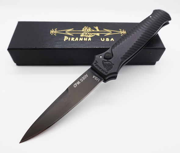 Piranha Miniguard Black Automatic Tactical Black Blade