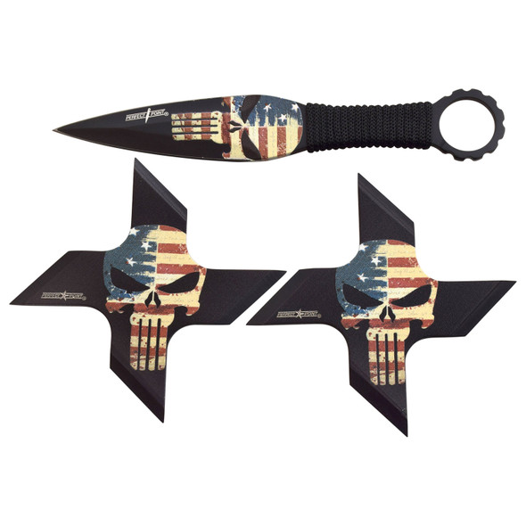 American Flag & Skull 3PC Thrower Set