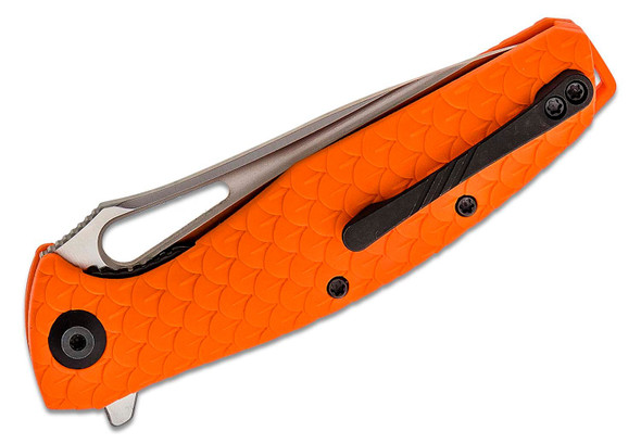 CIVIVI Knives Wyvern Flipper Knife D2 Satin Blade, Orange Dragon Scale FRN Handles