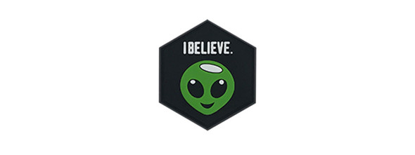 Hexagon PVC Patch "I Believe" Alien