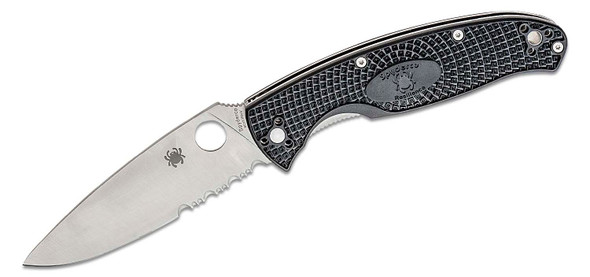 Spyderco Resilience Lightweight Folding Knife Black FRN Handle Satin Partial Serrated Blade