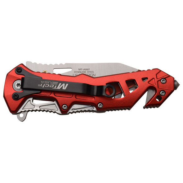 MTech USA Spring Assisted Knife Red and Silver