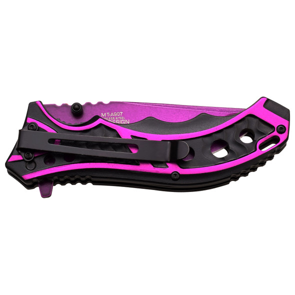MTech Spring-Assisted Folding Knife Mtech Black and Purple Blade Tactical Utility EDC