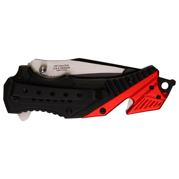 Tac Force Rescue Fire Department Linerlock Knife Assisted Opening