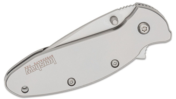 Kershaw Ken Onion Scallion Assisted Flipper Knife Bead Blast Plain Blade, Stainless Steel Handles