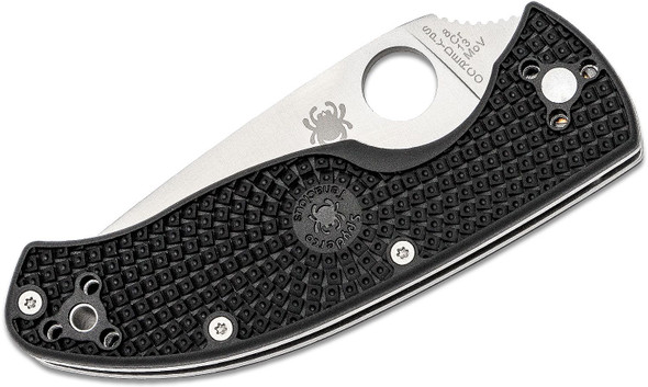Spyderco Lightweight Tenacious Folding Knife Satin Combo Blade, Black FRN Handles