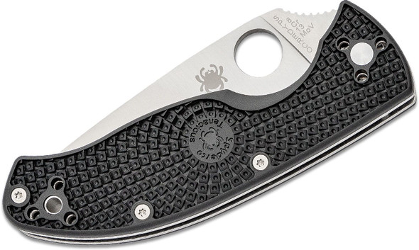 Spyderco Lightweight Tenacious Folding Knife Satin Full Serrated Blade, Black FRN Handles