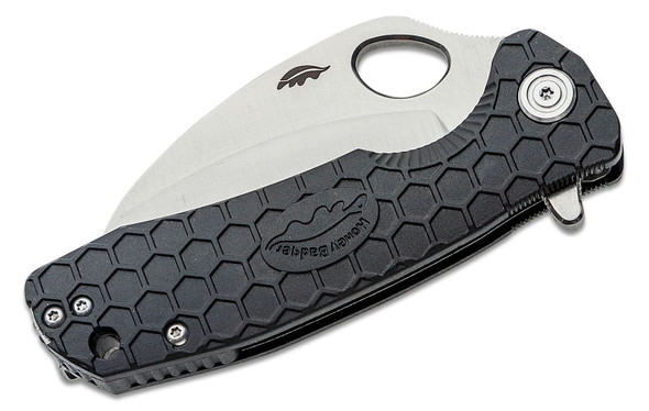 Honey Badger Medium Flipper Knife Satin Serrated Claw Blade, Black FRN Handles