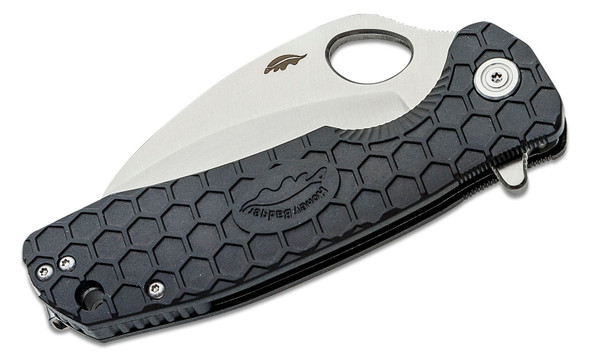 Honey Badger Large Flipper Knife Satin Plain Claw Blade, Black FRN Handles