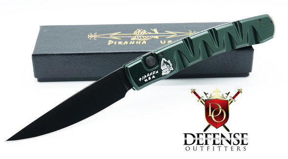 Piranha Virus Automatic Knife Green Tactical Plain Blade