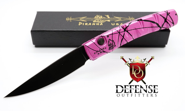 Piranha Virus Automatic Knife Pink Tactical Plain Blade