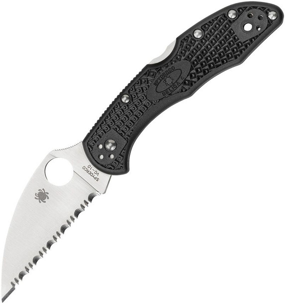 Spyderco Delica 4 Knife Lightweight Wharncliffe Full Serrated Blade