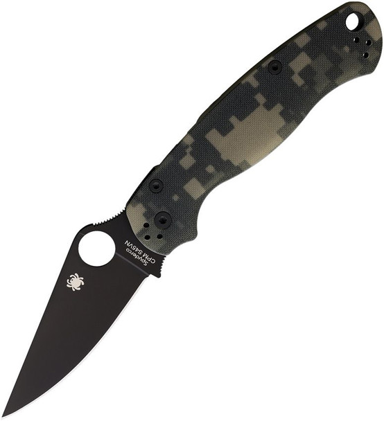 Spyderco Para-Military 2 Linerlock Folding Black Finish Blade Pocket Knife with Digital Camo G-10 Handles