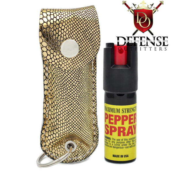 Gold Snake Soft Case Cheetah 1/2 oz Keychain Pepper Spray 18%