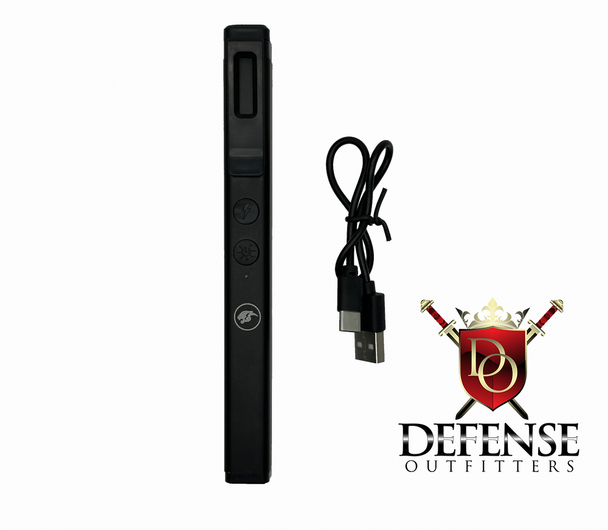 Cheetah Black Pen Style Flash Light Stun Gun with LED Light and Pocket Clip