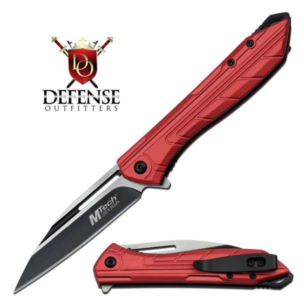 MTech USA EDC Evolution Red Wharncliffe Spring Assisted Folding Knife