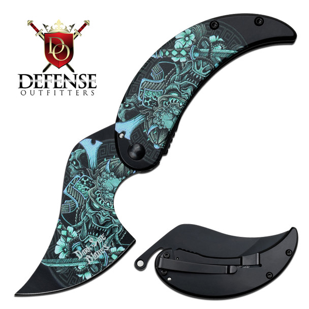 Dark Side Blades Green Samurai Design Fantasy Chopper Knife