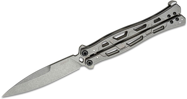 Kershaw 5050 Moonsault Balisong Butterfly Knife Spear Point Blade and Stainless Steel Handles, Latch Lock