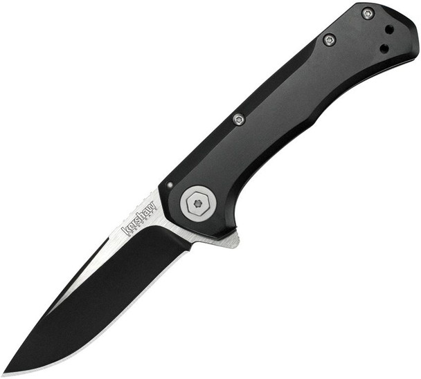 Kershaw Showtime Assisted Flipper Two-Tone Drop Point Blade, Black Steel Handles