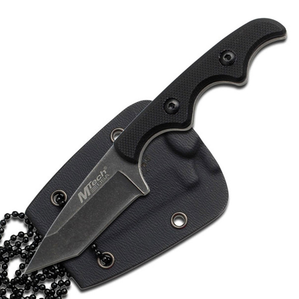 MTech USA Fixed Blade Neck Knife G10 Handle Stonewashed