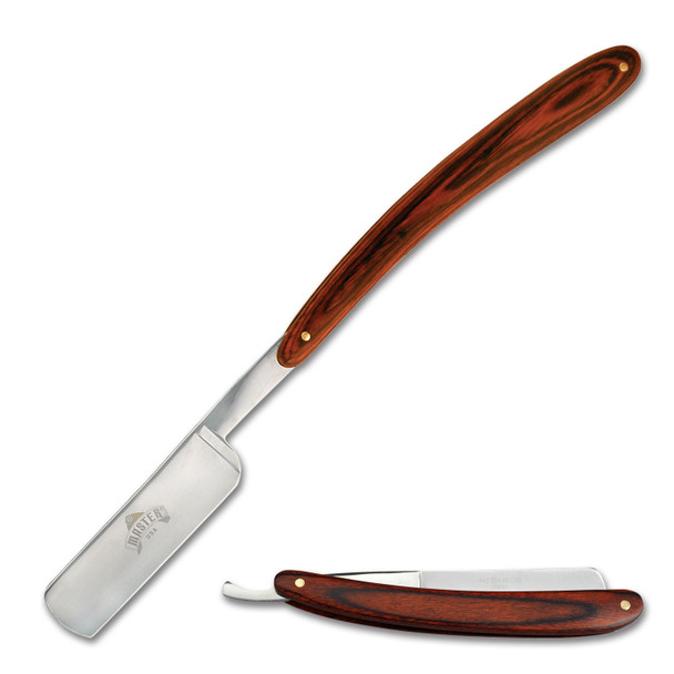 Master USA Razor Blade Brown Wood Folding Knife