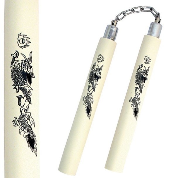 Blades USA White Foam Padded with Chain Practice Nunchaku