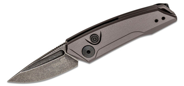 Kershaw Launch 9 Automatic BlackWashed Drop Point Blade, Gray Anodized Aluminum Handles