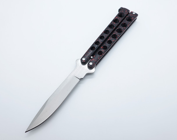 Heavy Duty Butterfly Balisong Knife with Holes - Red