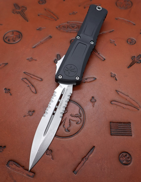 Microtech OTF Automatic Knife 2024 Combat Troodon Gen III Dagger Stonewash Partial Serrated Blade