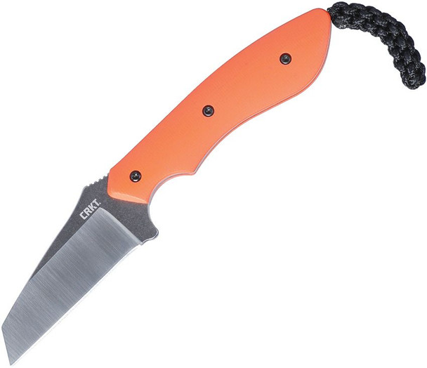 Columbia River CRKT Folts S.P.I.T. Fixed Blade Neck Knife 2.15" Two-Tone Reverse Tanto Blade, Orange G10 Handles, Thermoplastic Sheath
