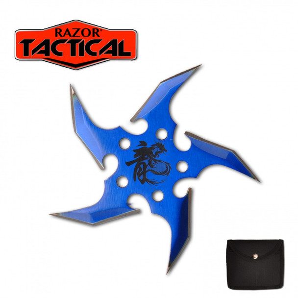 Razor Tactical Blue 5 Points Throwing Star with Sheath