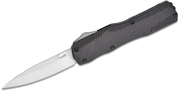 Kershaw Matt Diskin Livewire OTF AUTO Knife Stonewashed Spear Point Blade Black Aluminum Handles with Carbon Fiber Top