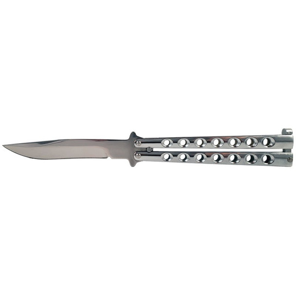 Silver Butterfly Balisong with Holes Stainless steel Blade