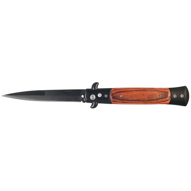 Stiletto Switchblade Wood Handle with Black Blade