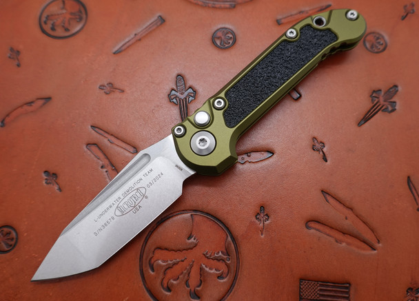 Microtech Automatic LUDT Gen III Stonewash Tanto Blade w/ OD Green Handle