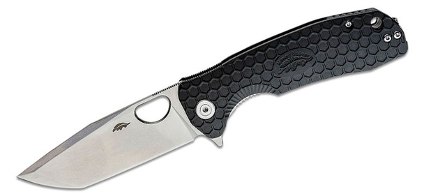 Honey Badger Large Flipper Knife Satin Tanto Blade, Black FRN Handle