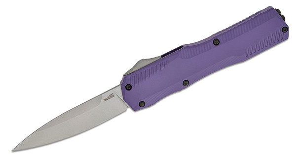 Kershaw Matt Diskin Livewire OTF AUTO Knife CPM-MagnaCut Stonewashed Spear Point Blade, Purple Aluminum Handles, Reversible Clip