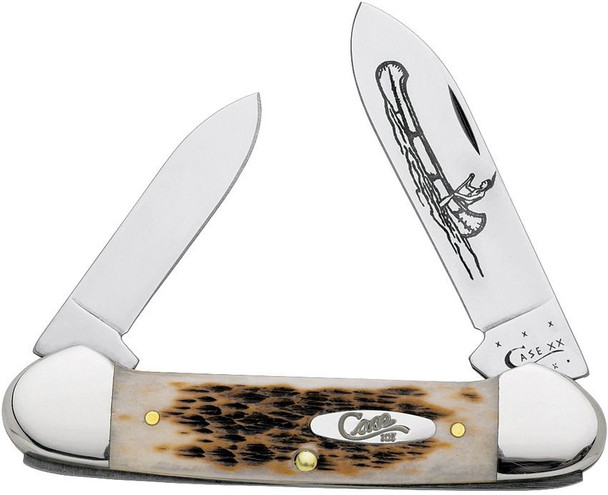 Case Cutlery Canoe Amber Bone Pocket Folder