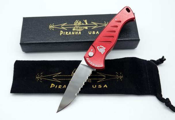 Piranha Fingerling Automatic Knife Red Serrated