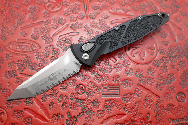 Microtech Socom Elite Auto Tanto Folding Knife - Full Serrated, Stonewash Finish
