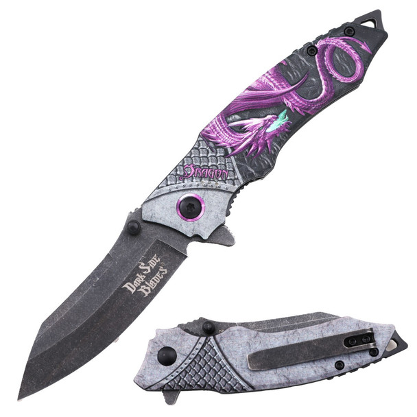 Dark Side Blades Spring Assisted Knife – Purple Dragon Edition