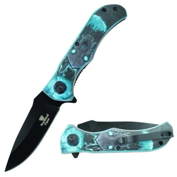 Snake Eye 8" Spring-Assisted Knife – Blue Flame Wild Beast Edition