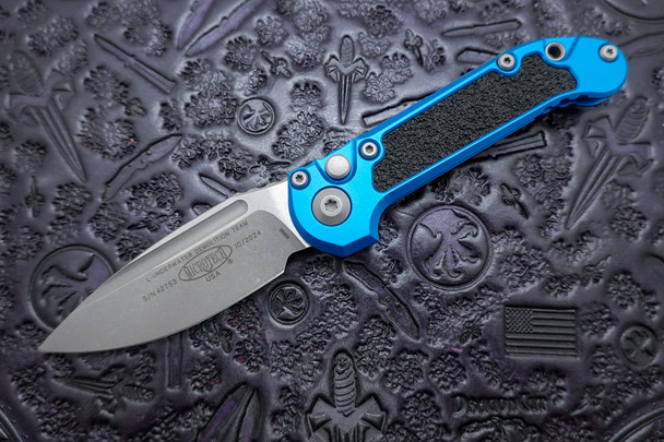Microtech LUDT Gen III Automatic Folding Knife - Blue Apocalyptic Drop Point Standard Edge